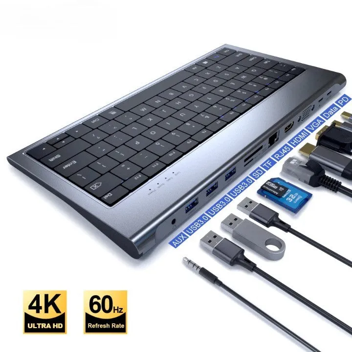 10in1 Keyboard Multi USB Docking Station