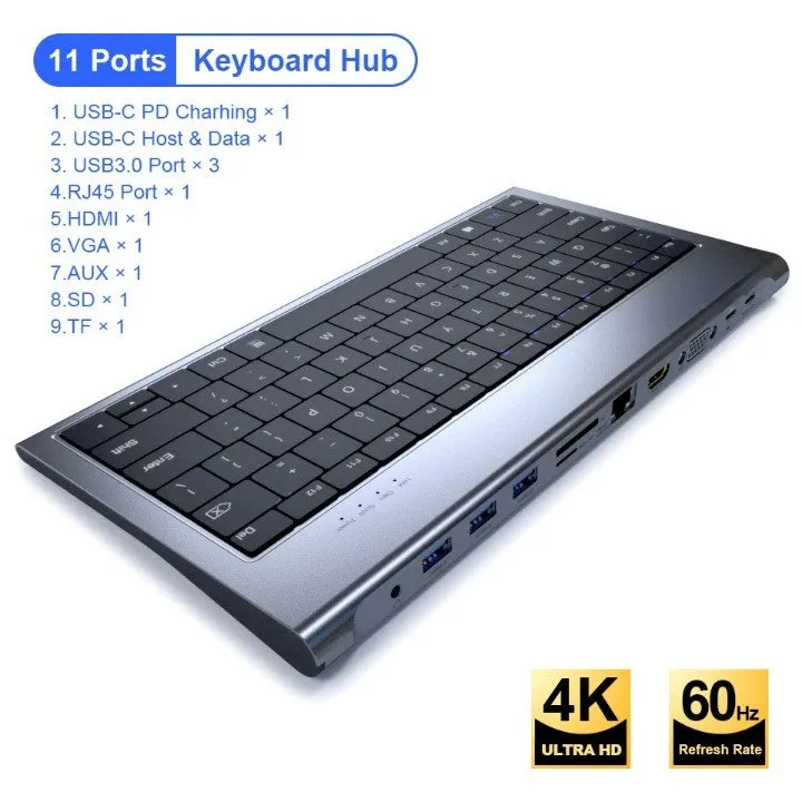 10in1 Keyboard Multi USB Docking Station