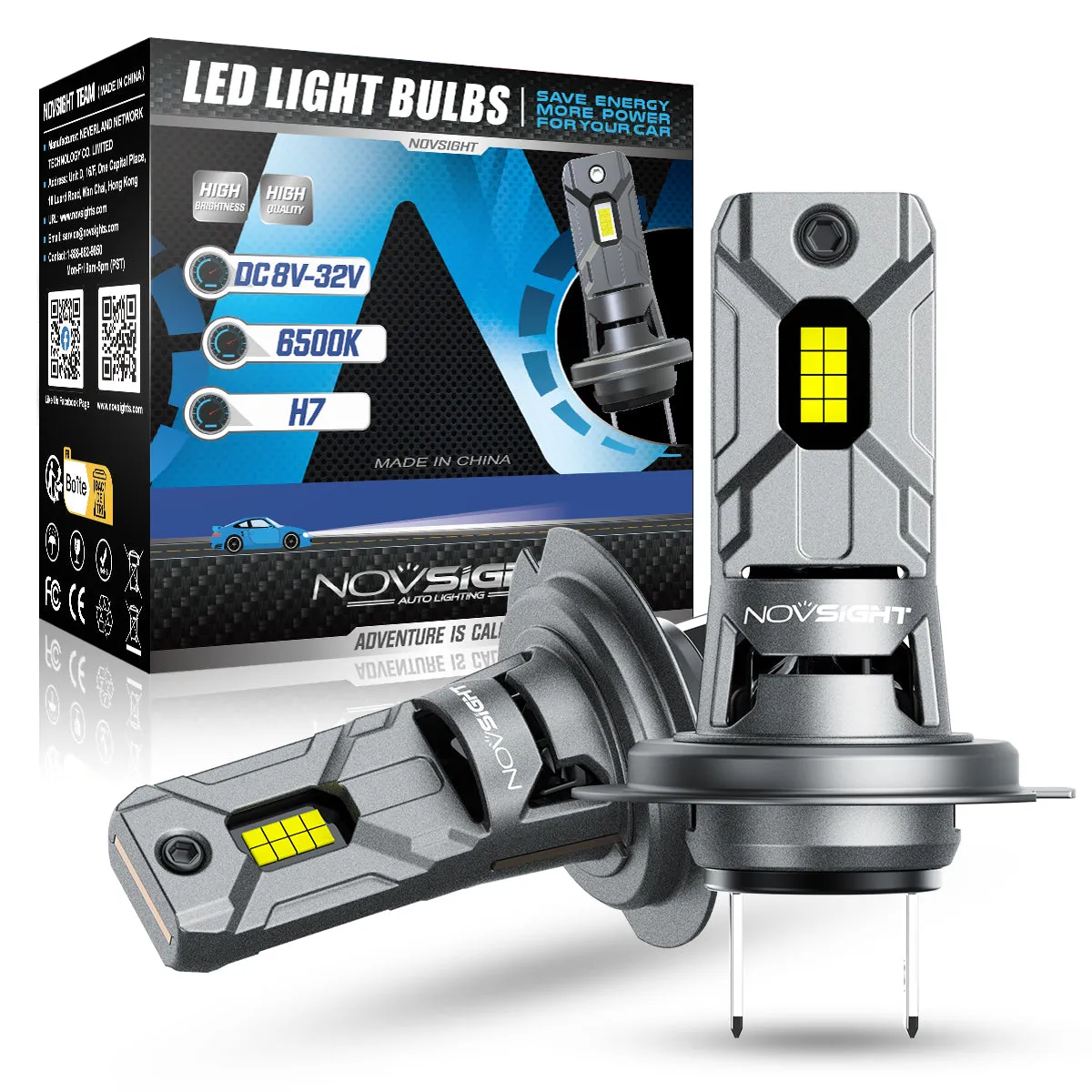 1:1 Mini Size Series Wirelress | H7 LED Bulbs Headlight Plug and Play | 2 Bulbs