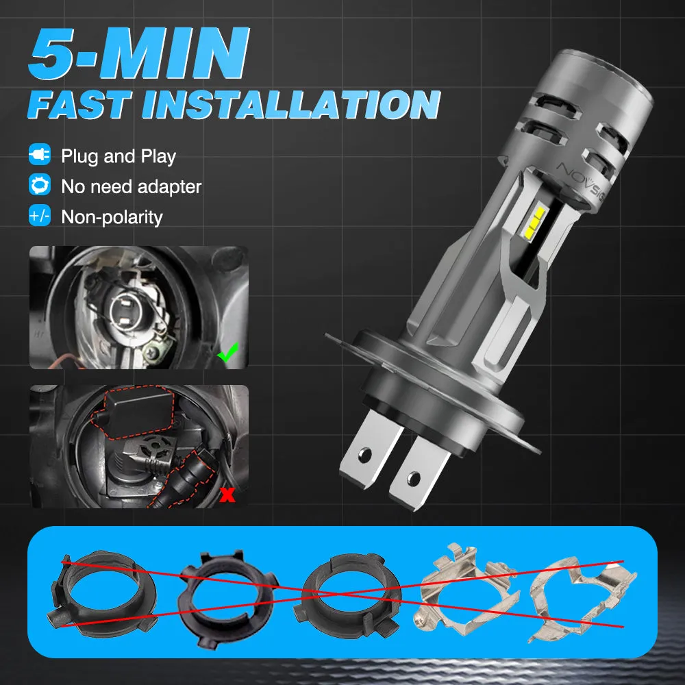 1:1 Mini Size Series Wirelress | H7 LED Bulbs Headlight Plug and Play | 2 Bulbs