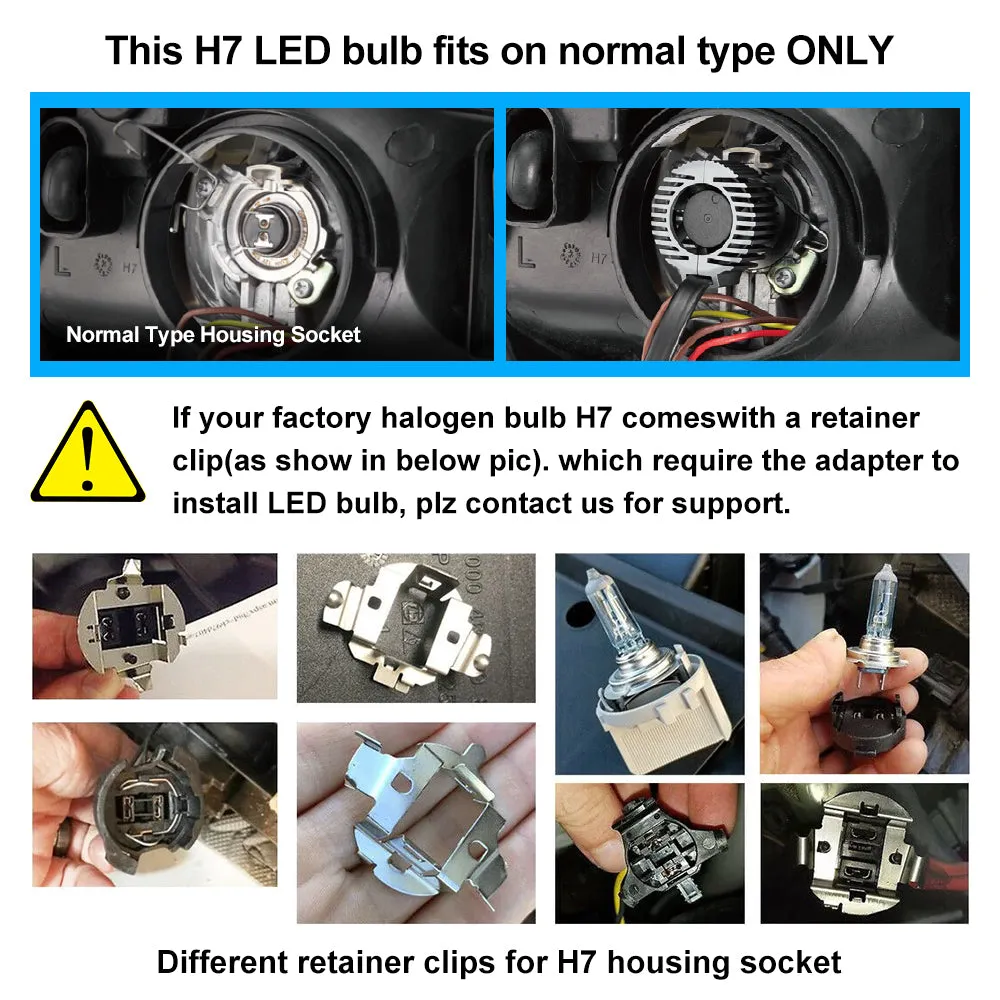 1:1 Mini Size Series Wirelress | H7 LED Bulbs Headlight Plug and Play | 2 Bulbs