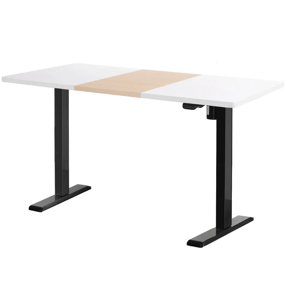 140cm Motorised Standing Desk Sit Stand Desks - White & Pine