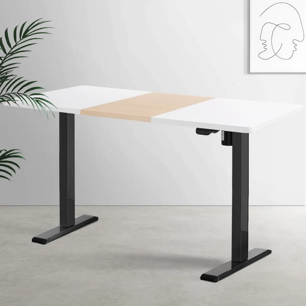 140cm Motorised Standing Desk Sit Stand Desks - White & Pine