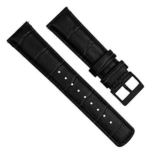 18mm Toffee Brown - BARTON Alligator Grain - Black Buckle Quick Release Leather Watch Bands