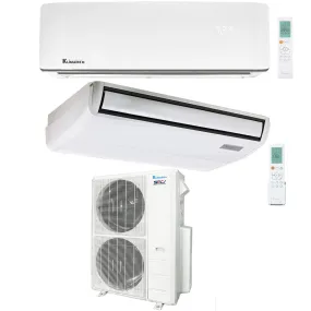 2-Zone Klimaire 21.1 SEER2 Multi Split Floor-ceiling Wall Mount Air Conditioner Heat Pump System 18 24