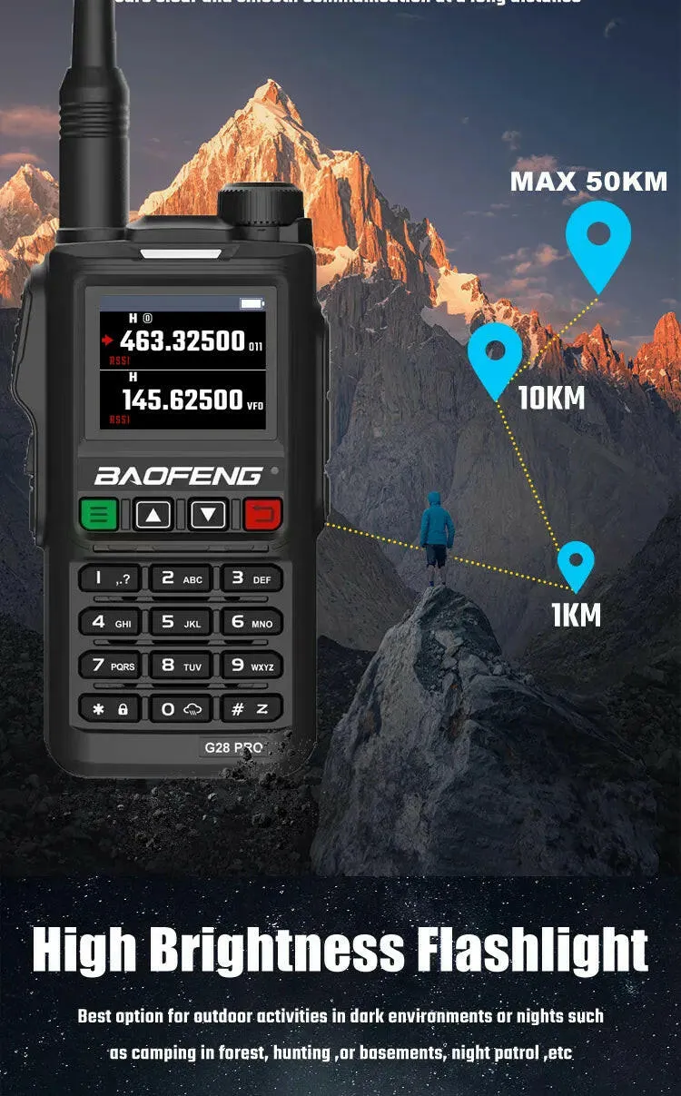 2023 Baofeng UV-G28 Pro 10W Walkie Talkie 999 Channel Powerful Station Hunting Ham Four Band Radio Wireless Set Receiver VHF UHF