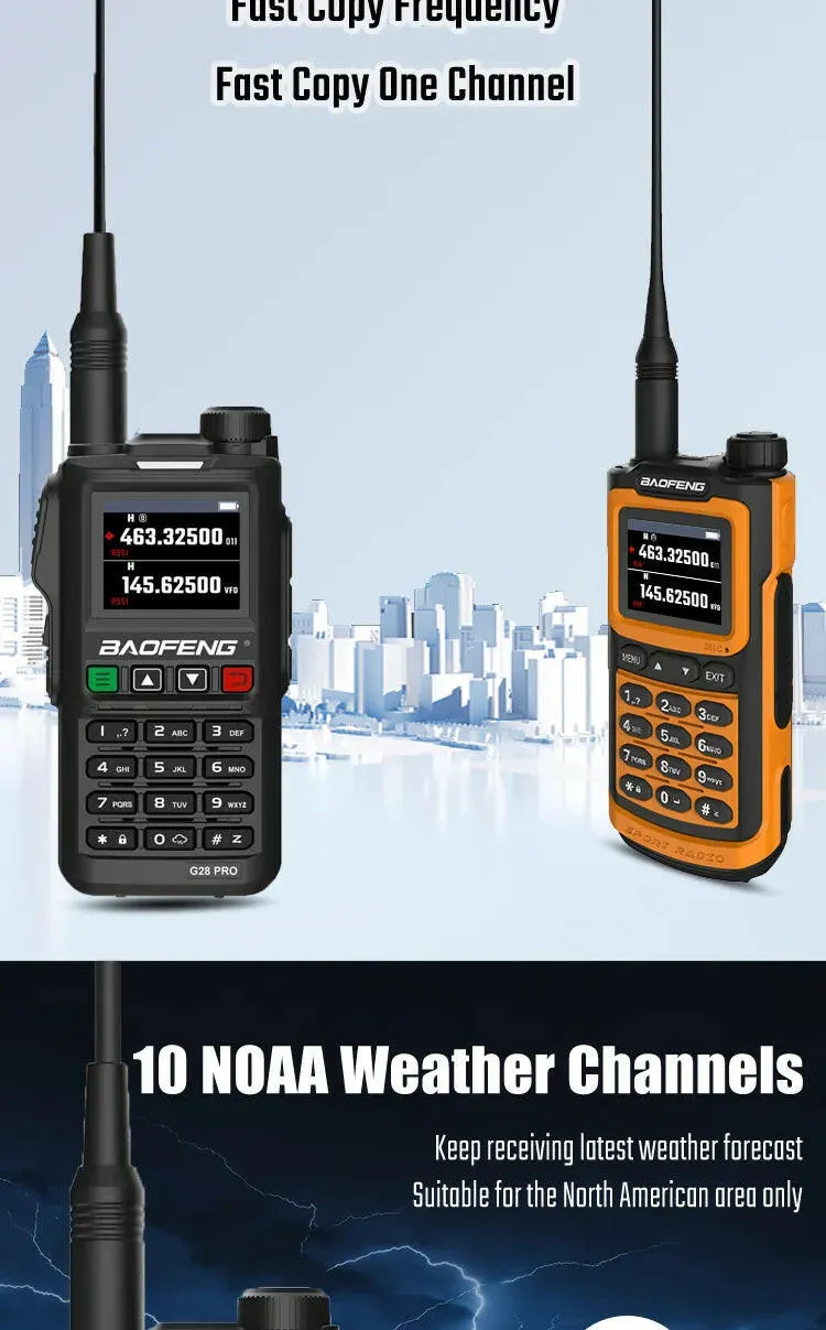 2023 Baofeng UV-G28 Pro 10W Walkie Talkie 999 Channel Powerful Station Hunting Ham Four Band Radio Wireless Set Receiver VHF UHF