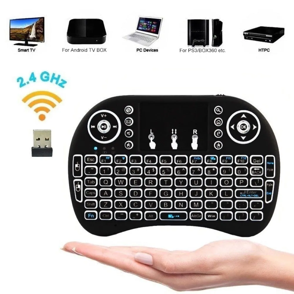 2.4GHz 3 Colour Backlight Mini Wireless Keyboard (for Android TV, Computer and more)