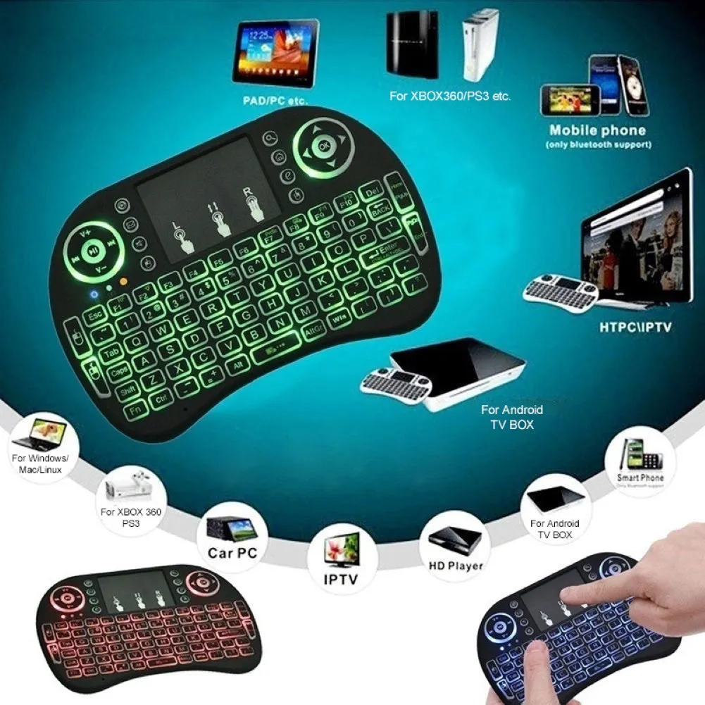 2.4GHz 3 Colour Backlight Mini Wireless Keyboard (for Android TV, Computer and more)