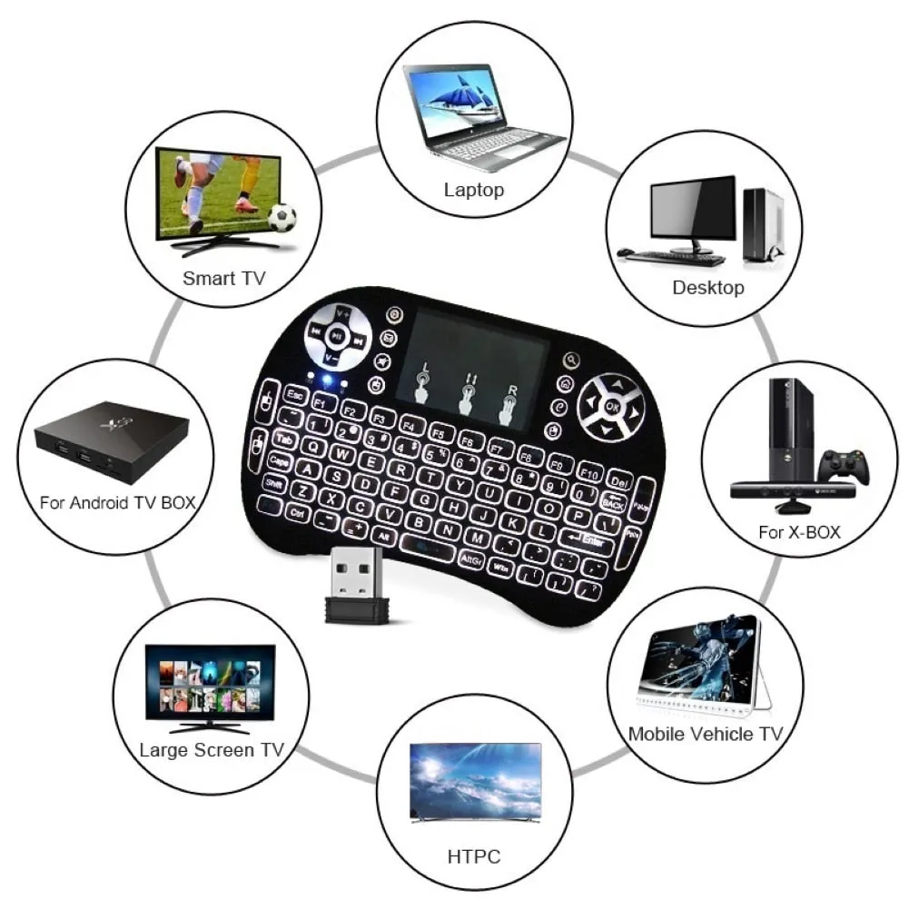 2.4GHz 3 Colour Backlight Mini Wireless Keyboard (for Android TV, Computer and more)