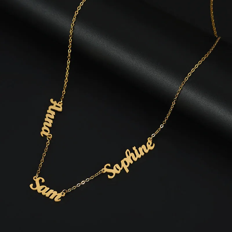 3 Inscriptions Multiple Name Necklace in 18k gold plating