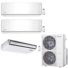 3-Zone Klimaire 21.1 SEER2 Multi Split Wall Mount Foor-ceiling Air Conditioner Heat Pump System 18 18 24