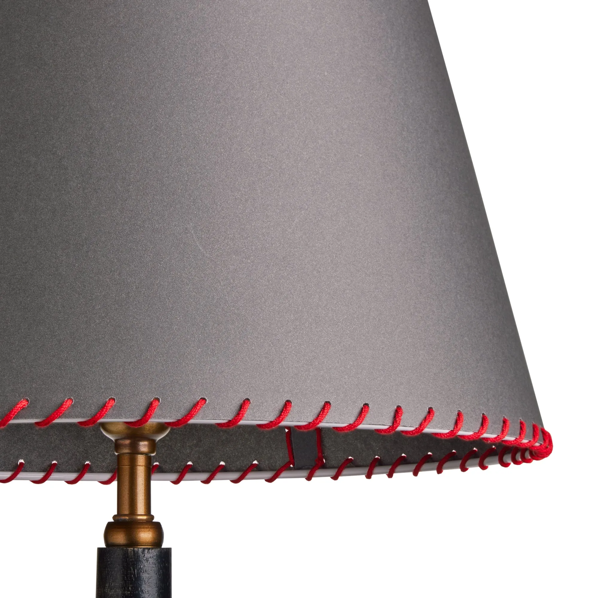 30cm Straight Empire shade in grey vellum with red stitching