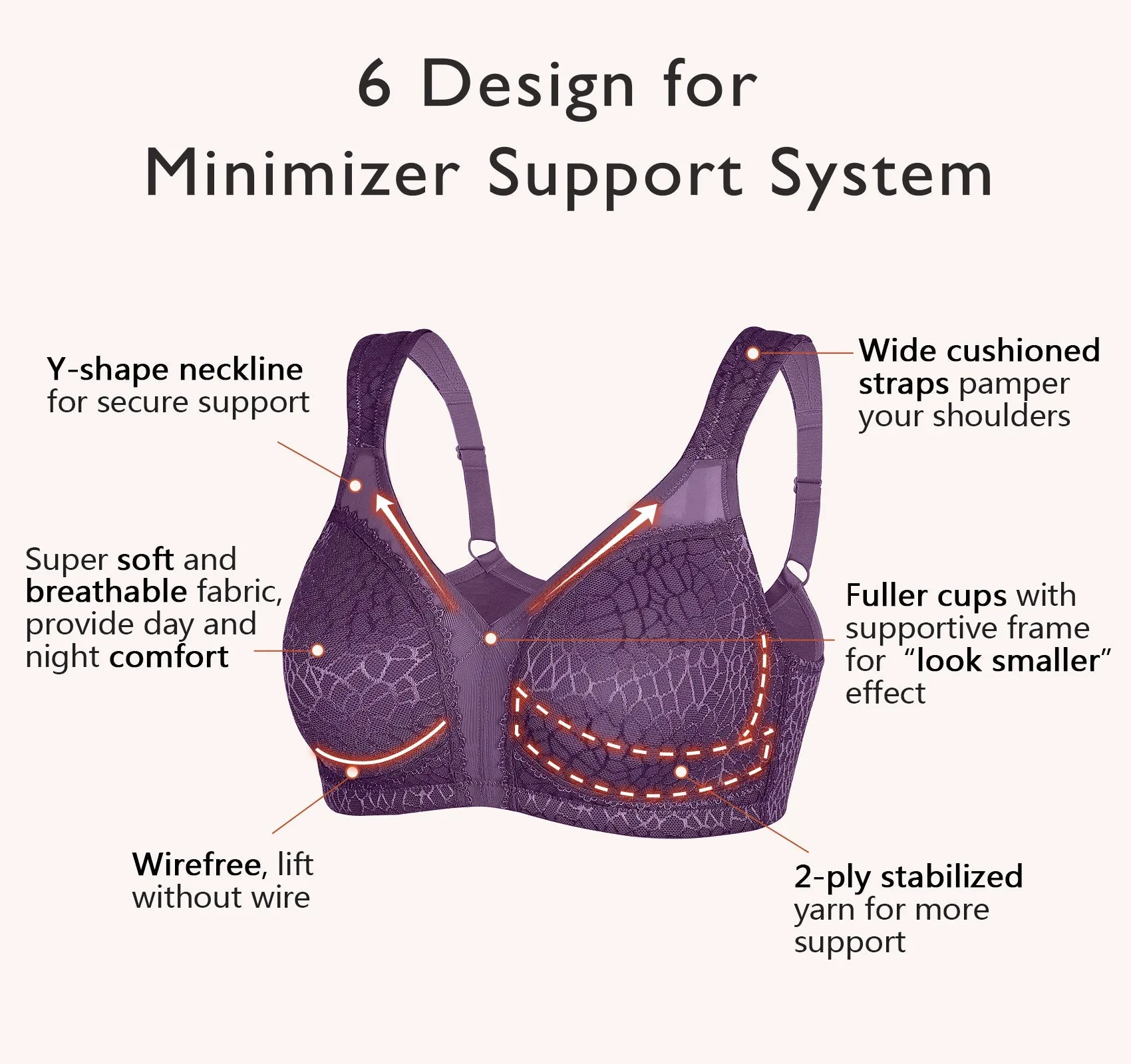 355 Full Figure Minimizer Bra Purple