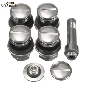 4 Pcs/Set Universal Chrome Stealth Flush mount Car Wheel Tire Tyre Valve Stems Tube Cap