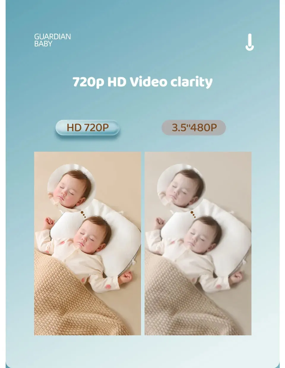 4.3 "video baby monitor with gimbal camera 2.4G wireless two-way audio night vision crying temperature detection security camera