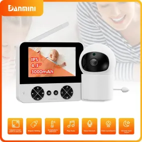 4.3 "video baby monitor with gimbal camera 2.4G wireless two-way audio night vision crying temperature detection security camera