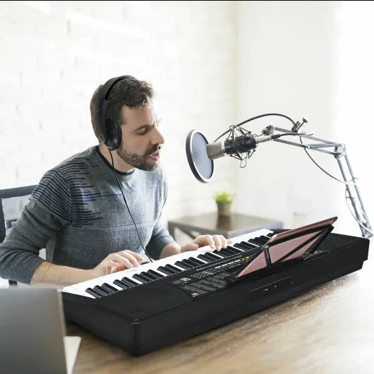 61-Key Electronic Keyboard Piano with Lighted Keys and Bench