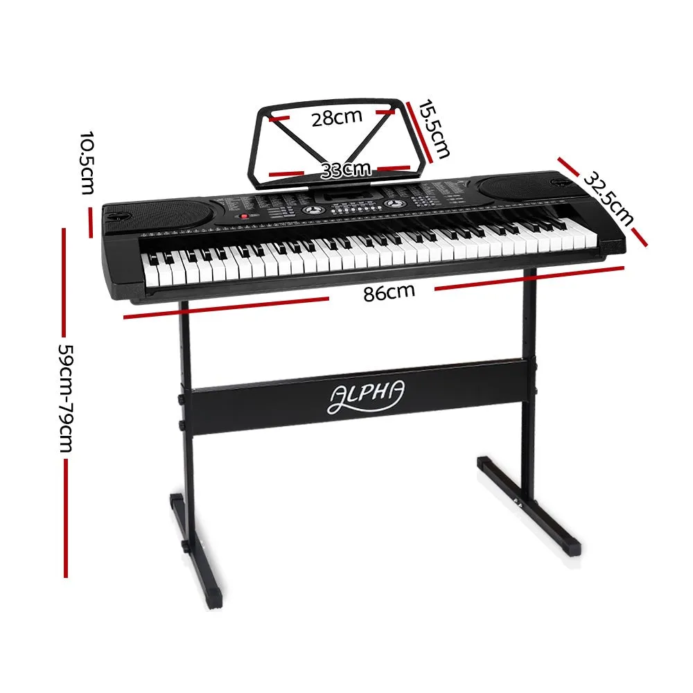 61-Key LED Electric Piano Keyboard w/ Stand and Effects Alpha