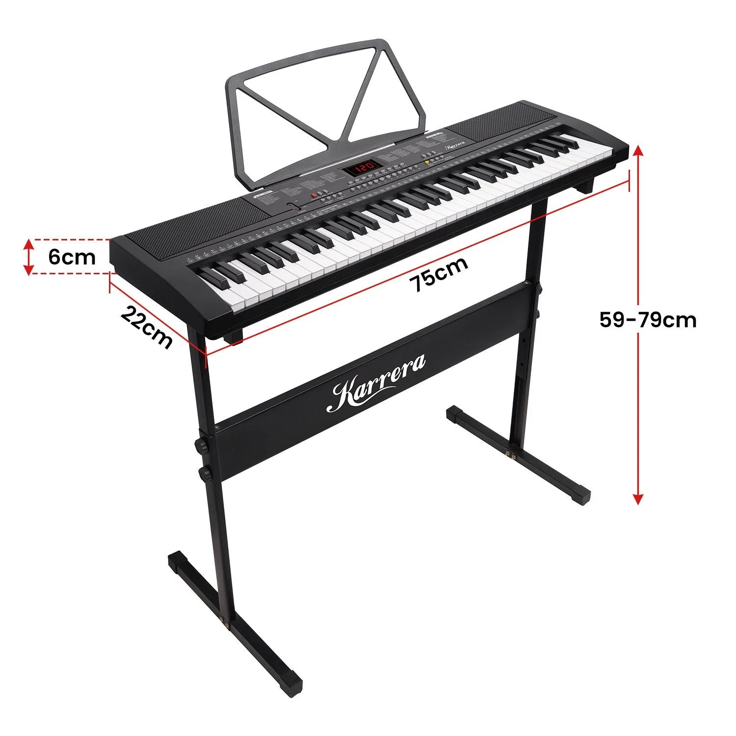 61-Key LED Electronic Piano Keyboard w/ Stand & Mic - Karrera