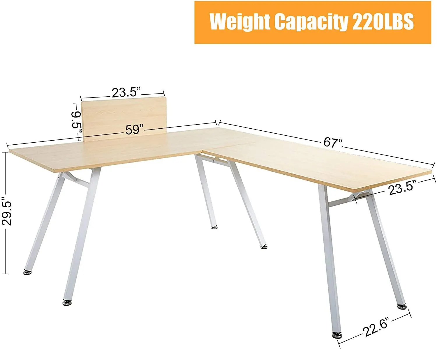 67"x59" L Shaped Desk Home Office Large Computer Corner Desk, White