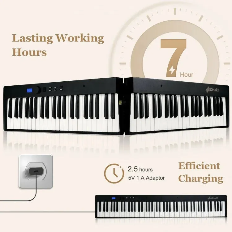 88-Key Foldable Digital Piano with MIDI and Wireless BT