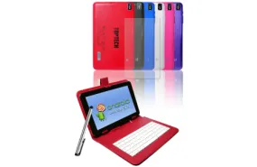 9-Inch Tablet PC with Capacitive Touch Screen, Dual Cameras, and Keyboard Case