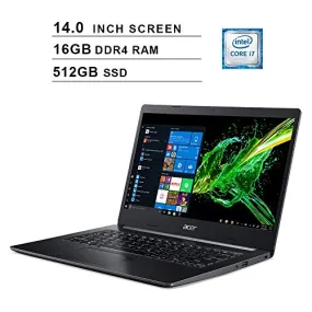 Acer 2020 Aspire 5 Newest 14 Inch FHD 1080P Laptop, 8th Gen Intel 4-Core i7-8565U up to 4.6GHz, Intel UHD 620, 16GB DDR4 RAM, 512GB SSD, Webcam, HDMI, WiFi, Bluetooth, Windows 10 Home