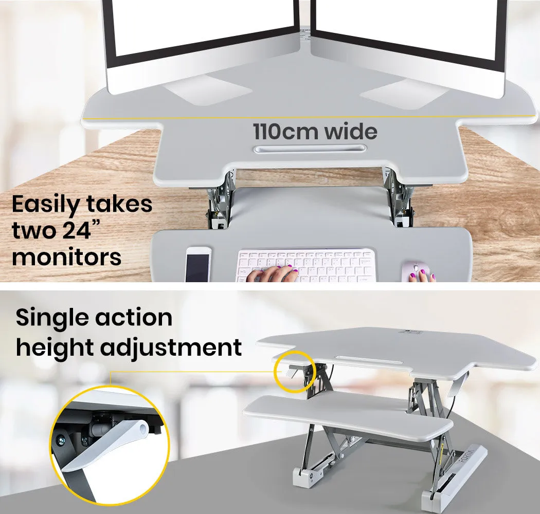 Adjustable Corner Desk Riser 110cm Wide for Dual Monitor, Fortia