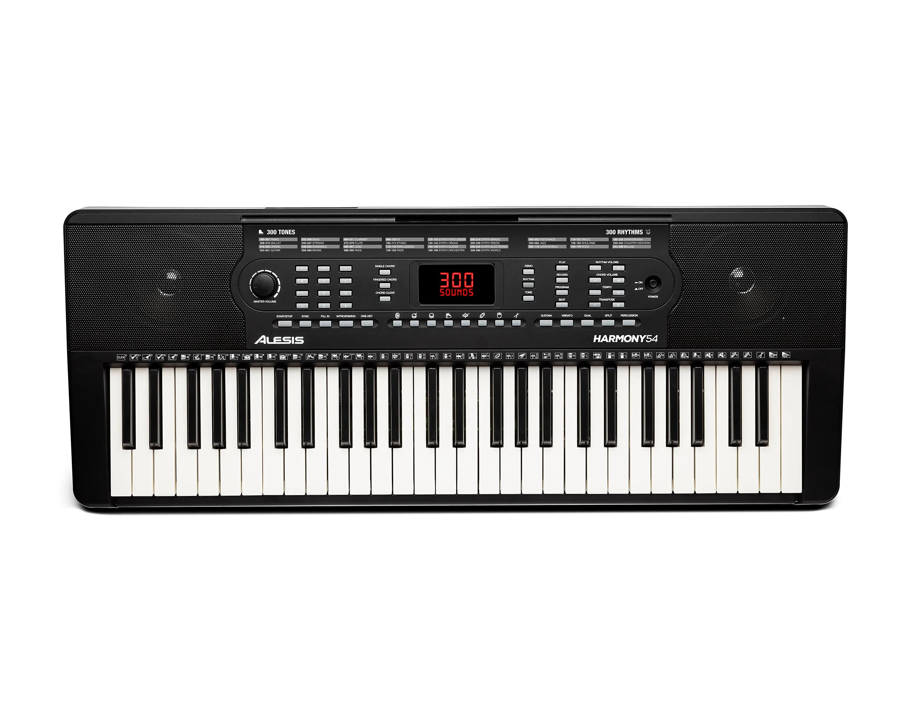 Alesis Harmony 54 Electronic Digital 54 Key Keyboard with Synth Action Built-In Speakers 3.5mm Audio Input / Output and 300 Sound Presets (Microphone Included)