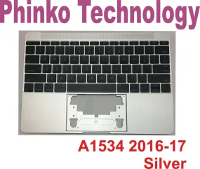 Apple Macbook Retina 12" A1534 2016-2017 Top Case Keyboard Palmrest US Silver