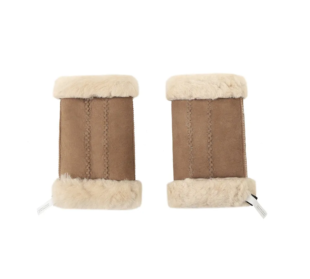 AUSTRALIAN SHEPHERD® Fluffy Fingerless Sheepskin Wool Mittens