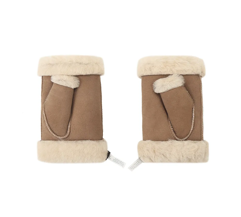 AUSTRALIAN SHEPHERD® Fluffy Fingerless Sheepskin Wool Mittens