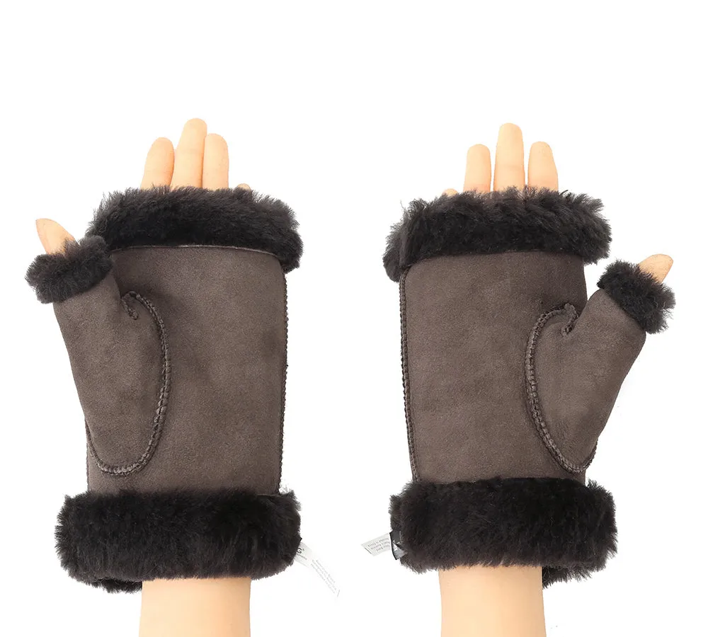 AUSTRALIAN SHEPHERD® Fluffy Fingerless Sheepskin Wool Mittens