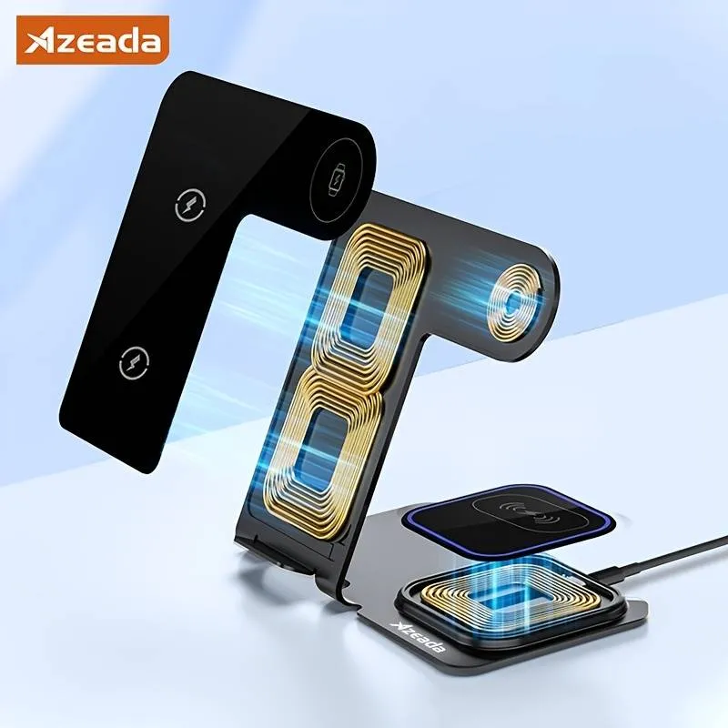 Azeada PD-W19 Metal 3 in 1 Wireless Charger Stand - Tarnish