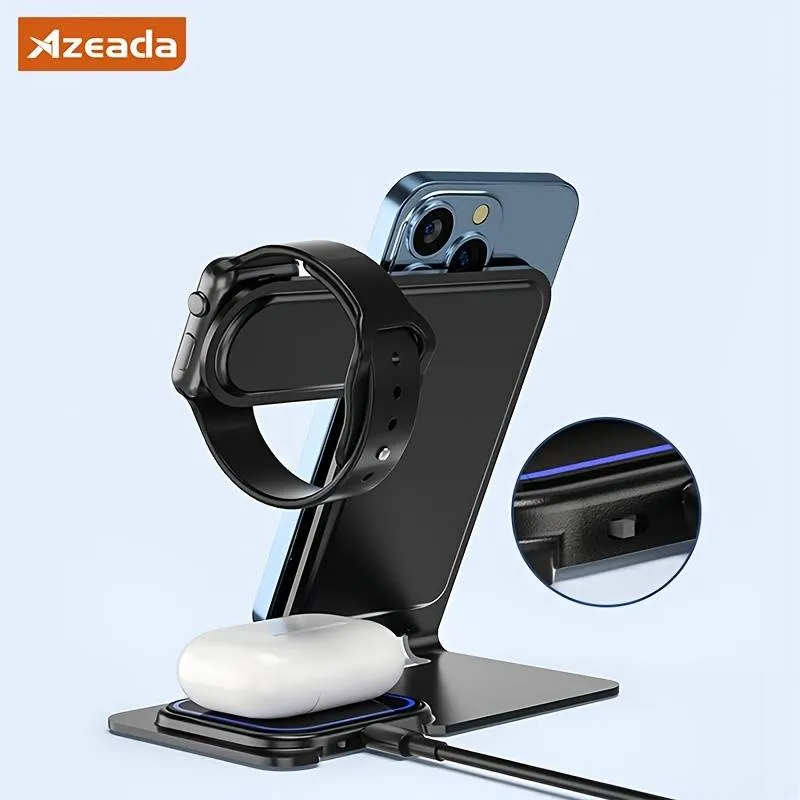 Azeada PD-W19 Metal 3 in 1 Wireless Charger Stand - Tarnish