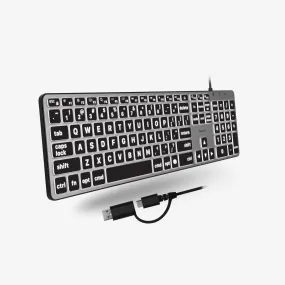 Backlit Large Print Keyboard For Mac with Dual USB A / C