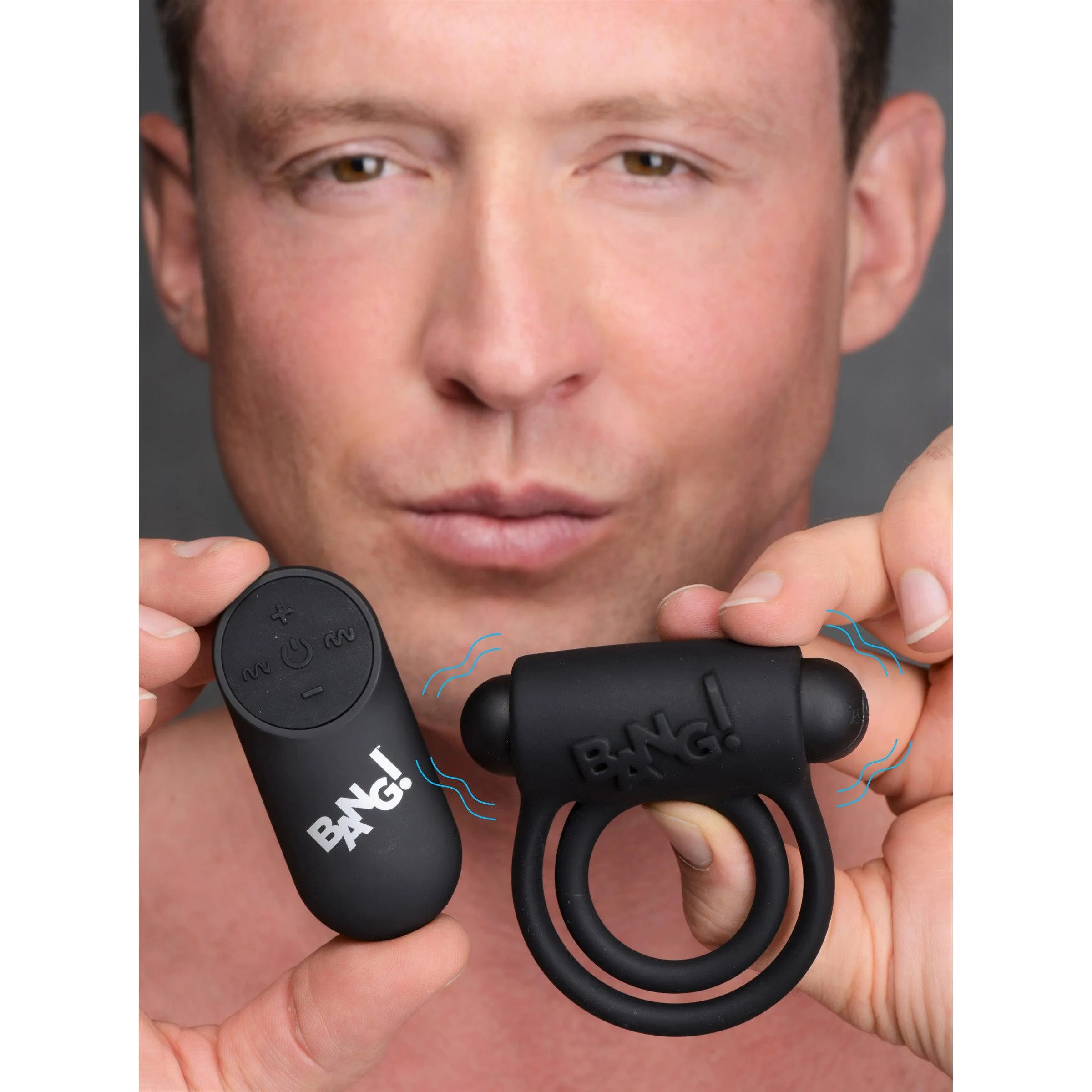 Bang - Silicone Cock Ring and Bullet With Remote  Control - Black