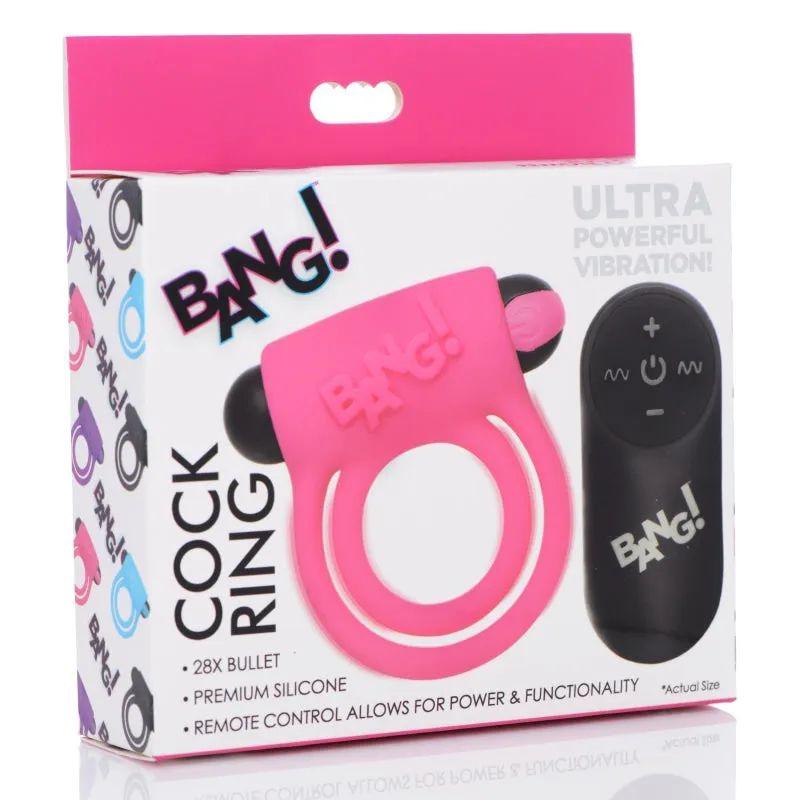 Bang - Silicone Cock Ring and Bullet With Remote Control - Pink