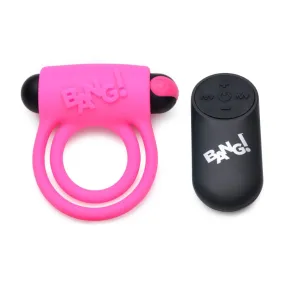 Bang - Silicone Cock Ring and Bullet With Remote Control - Pink