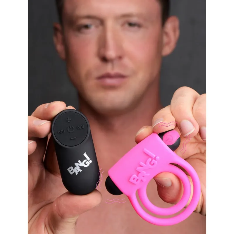 Bang - Silicone Cock Ring and Bullet With Remote Control - Pink