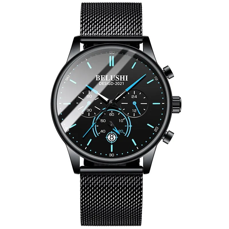 BELUSHI 2023 New Fashion Mens Watches Top Luxury Brand Sport Quartz Luminous Waterproof Chronograph Wristwatch Mens Watches