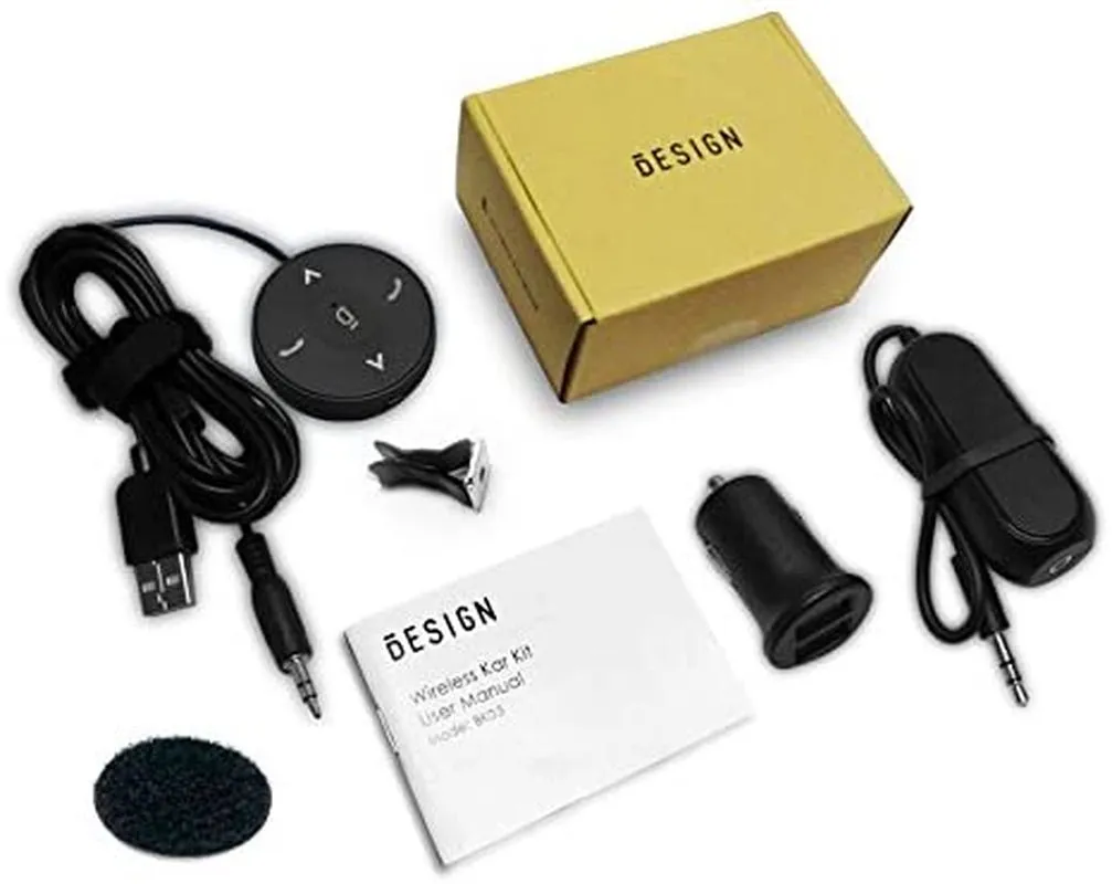 Besign Bluetooth 4.1 Car Kit for Handsfree Talking and Music Streaming, Wireless Audio Receiver with Dual Port USB Car Charger and Ground Loop Noise Isolator for Car with 3.5Mm AUX Input Port