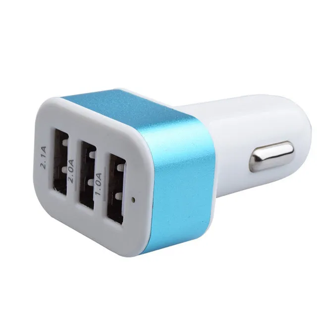 Brand new Universal 3 USB charger 3 port 2A 2.1A 1A Car Charger Cigarette Lighter Charger adapter for phone tablet Car Styling