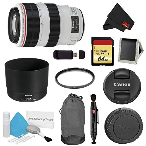 Canon EF 70-300mm f/4-5.6L is USM Lens Bundle w/ 64GB Memory Card   Accessories UV Filter (International Model)