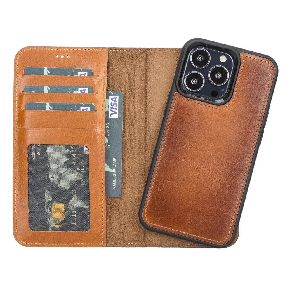 Carter iPhone 13 Mini Detachable Wallet Case, Rustic Tan