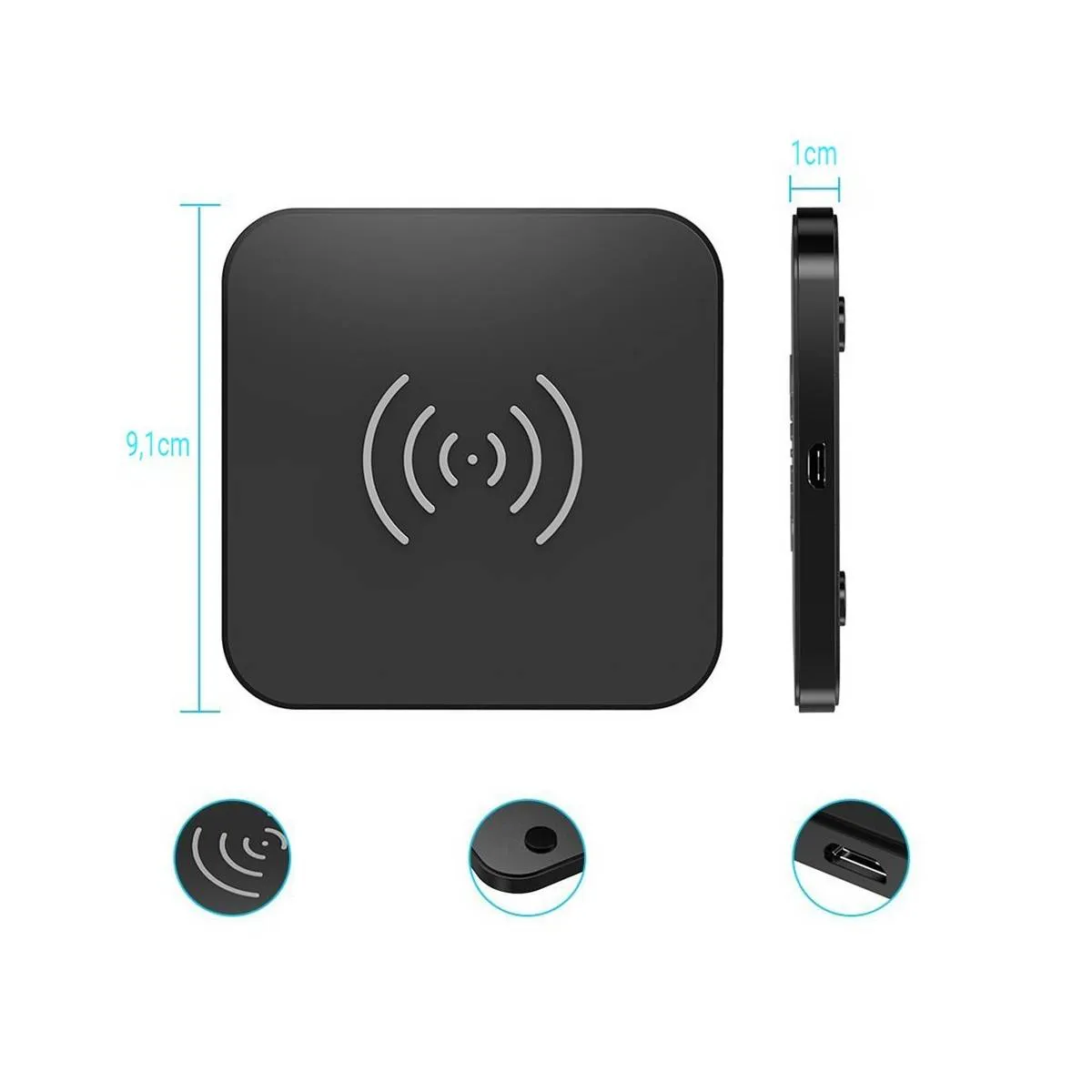 Choetech 2-pack 10W Qi wireless chargers - 1 stand and 1 flat - Black