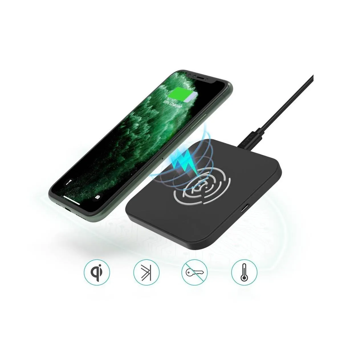 Choetech 2-pack 10W Qi wireless chargers - 1 stand and 1 flat - Black