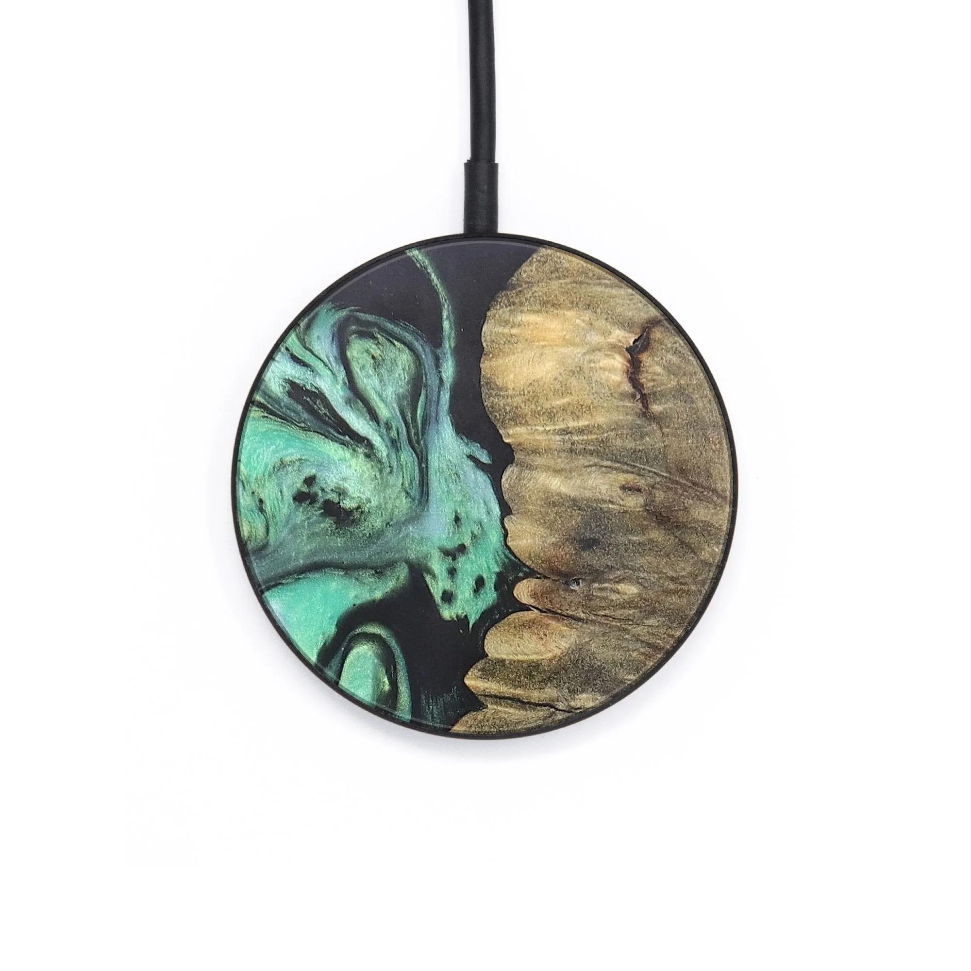 Circle Wood Resin Wireless Charger - Ainsley (Green, 679005)