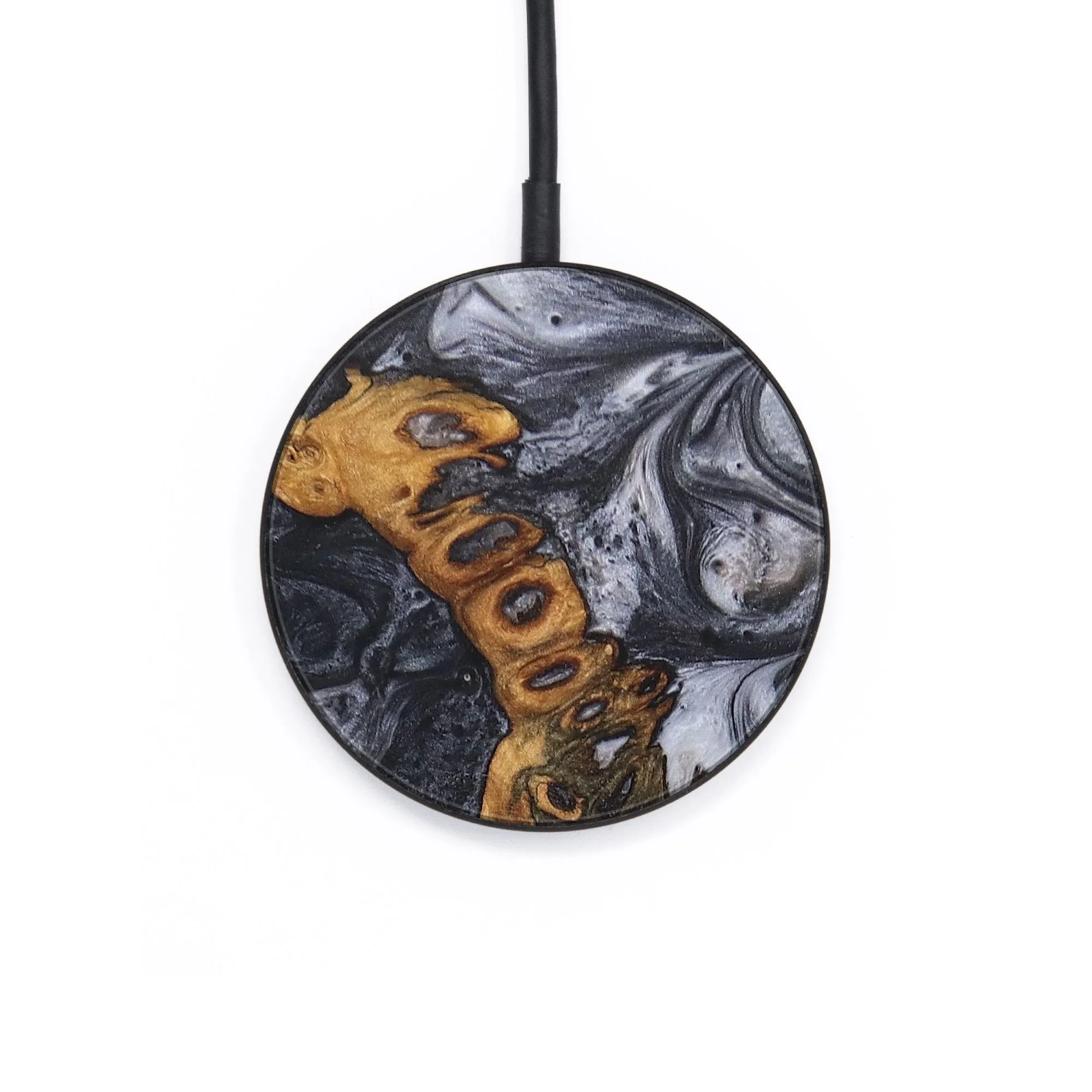 Circle Wood Resin Wireless Charger - Beulah (Black & White, 691041)